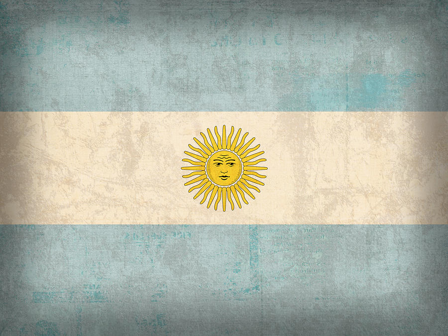 Argentina Flag Vintage Distressed Finish Mixed Media by Design Turnpike