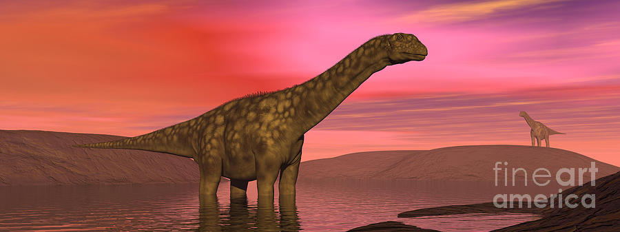 Dinosaur Digital Art - Argentinosaurus Dinosaurs Amongst by Elena Duvernay