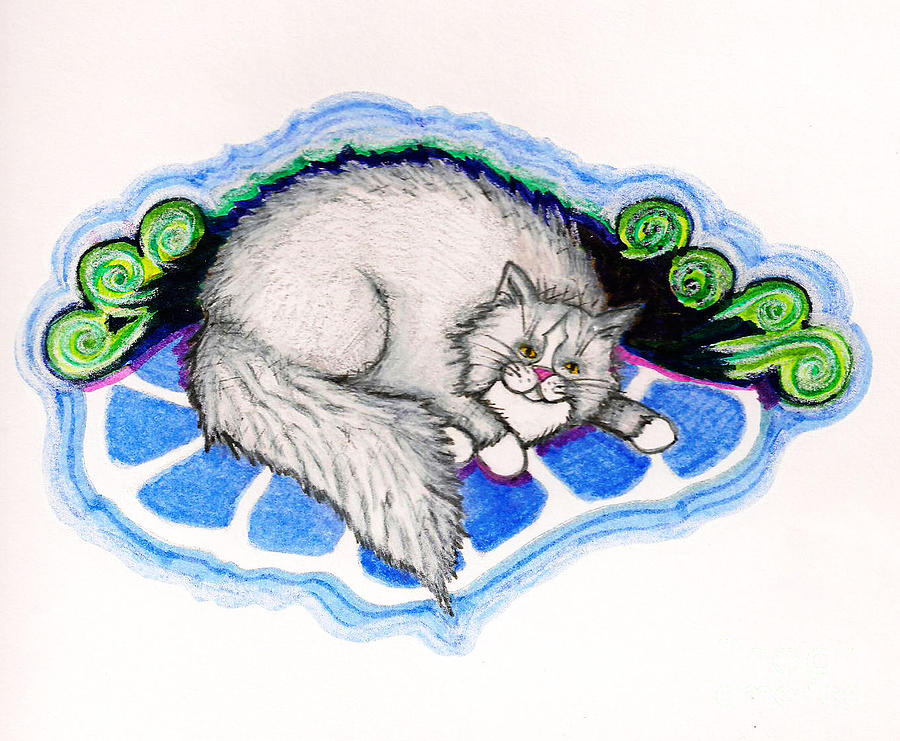 Cat Drawing - Arial by Joy Calonico