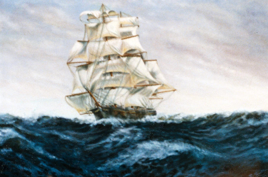 Ariel Square Rigged Sailing Ship in full sail Painting by Mackenzie Moulton