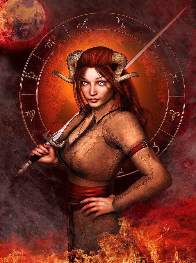 Fantasy Mixed Media - Aries Fantasy Zodiac Edition by Britta Glodde