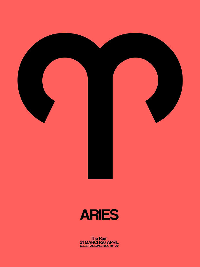 Aries Digital Art - Aries Zodiac Sign Black by Naxart Studio