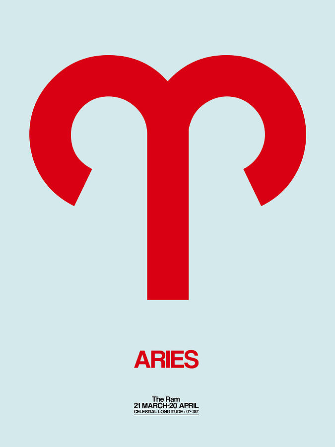Aries Digital Art - Aries Zodiac Sign Red by Naxart Studio