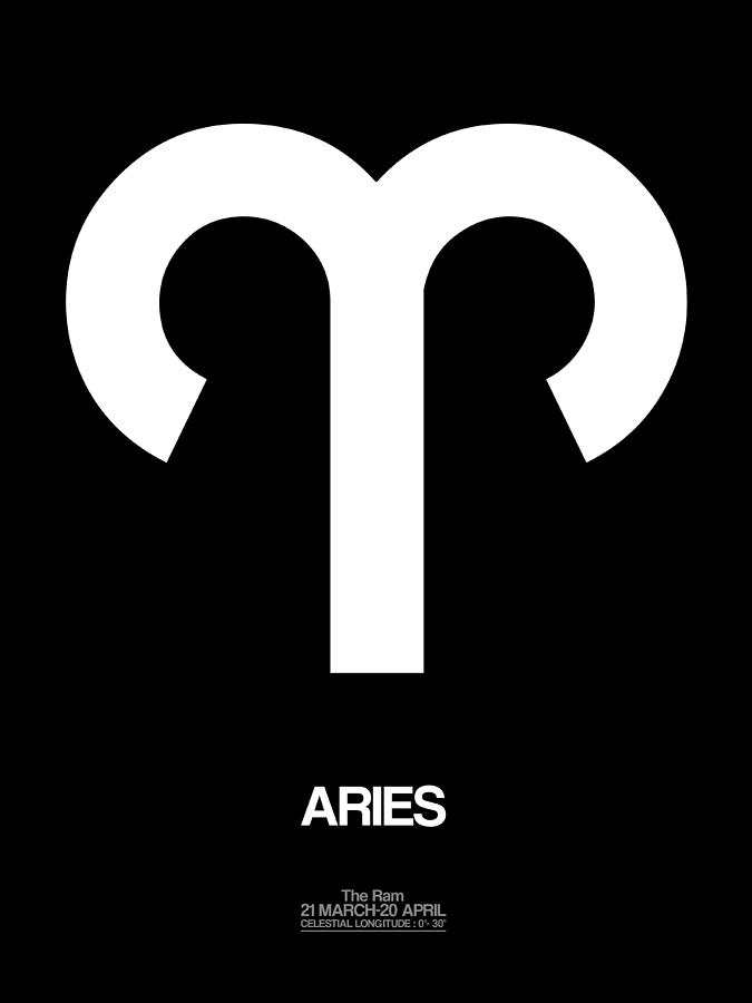 Aries Digital Art - Aries Zodiac Sign White by Naxart Studio