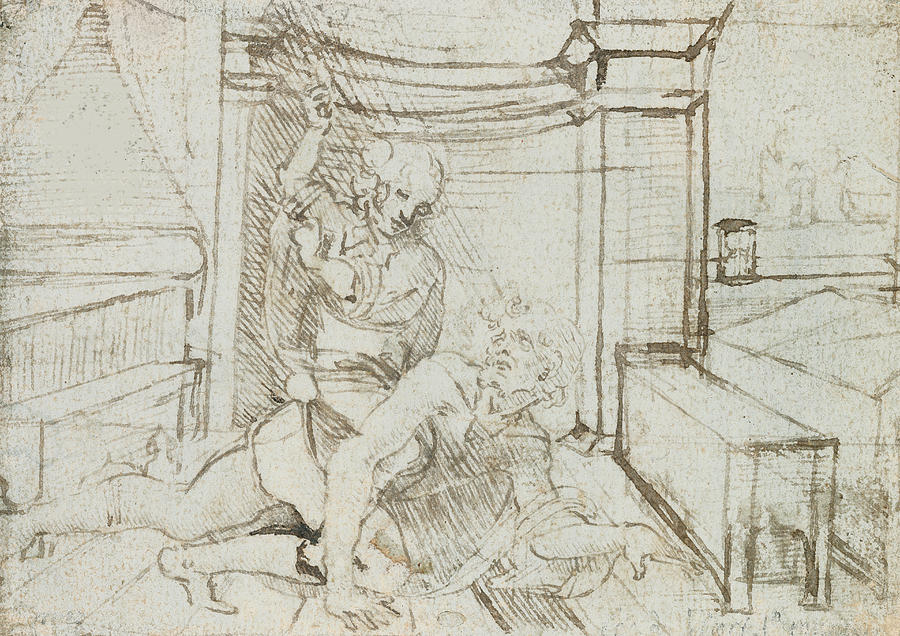 Leonardo Da Vinci Drawing - Aristotle and Phyllis by Leonardo Da Vinci