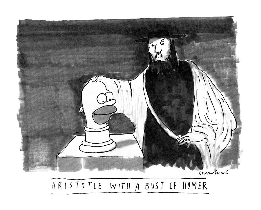 Aristotle With A Bust Of Homer: Drawing by Michael Crawford