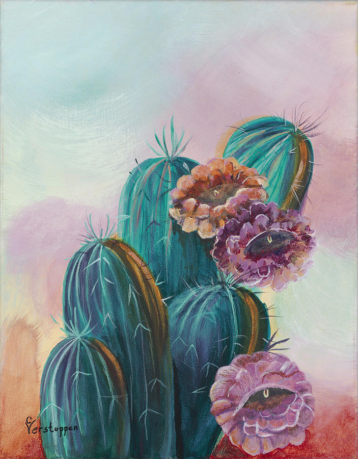 Flower Painting - Arizona Cactus by Carol Verstoppen