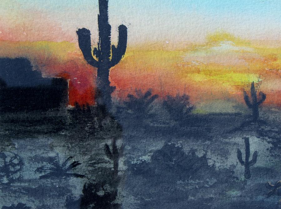 Arizona Cactus Painting by Lucille  Valentino