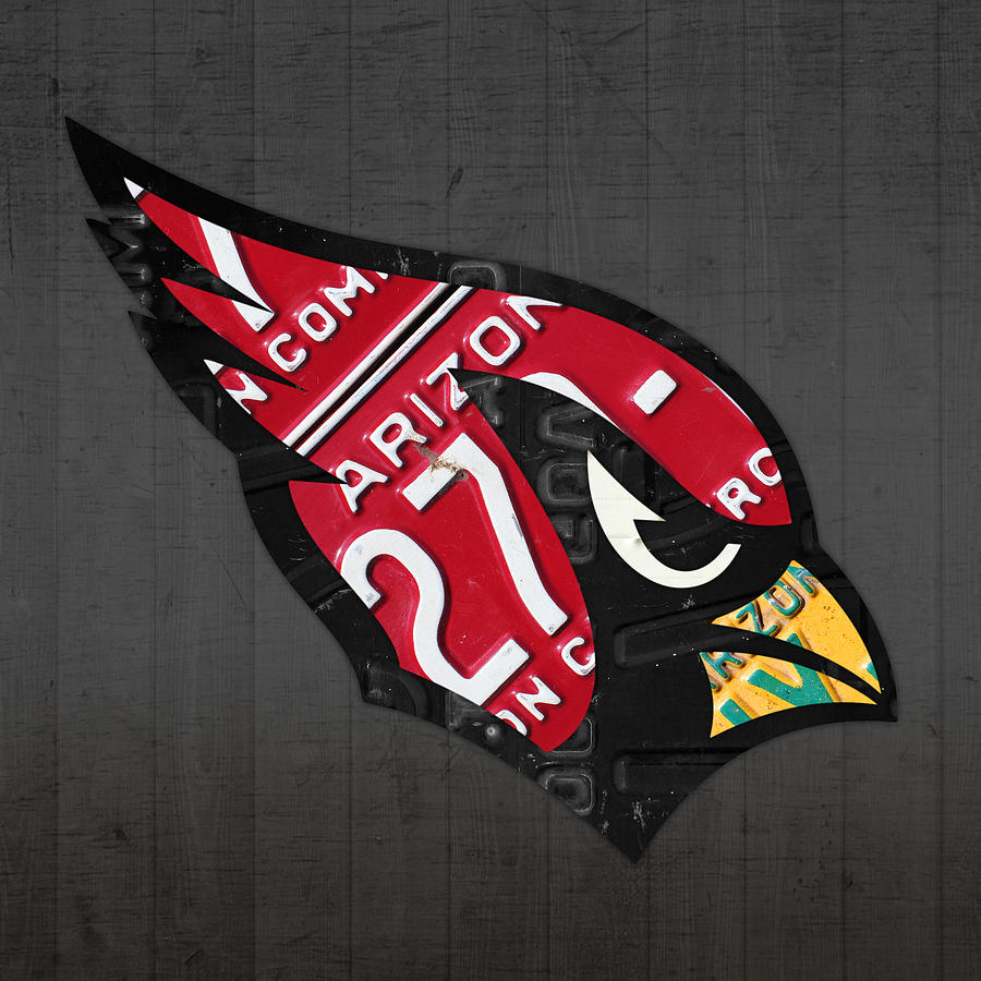 Football Mixed Media - Arizona Cardinals Football Team Retro Logo License Plate Art by Design Turnpike