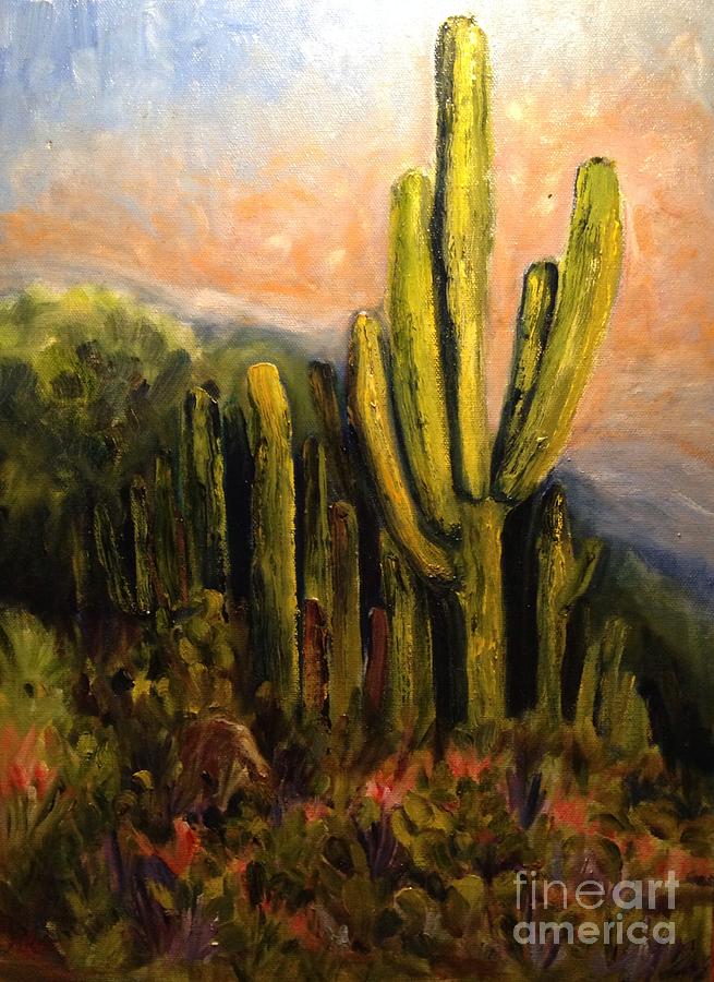 Arizona Desert Blooms Painting by Sherry Harradence
