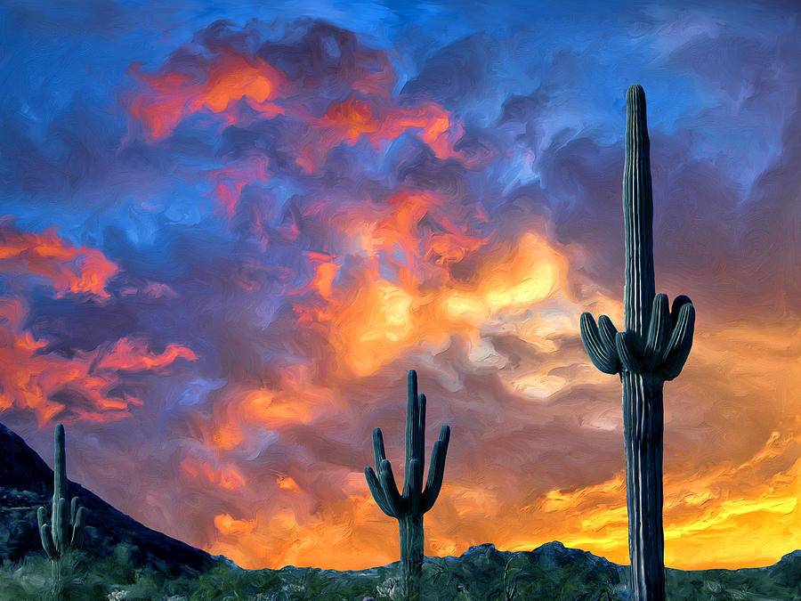 Arizona Desert Sunset Painting by Dominic Piperata