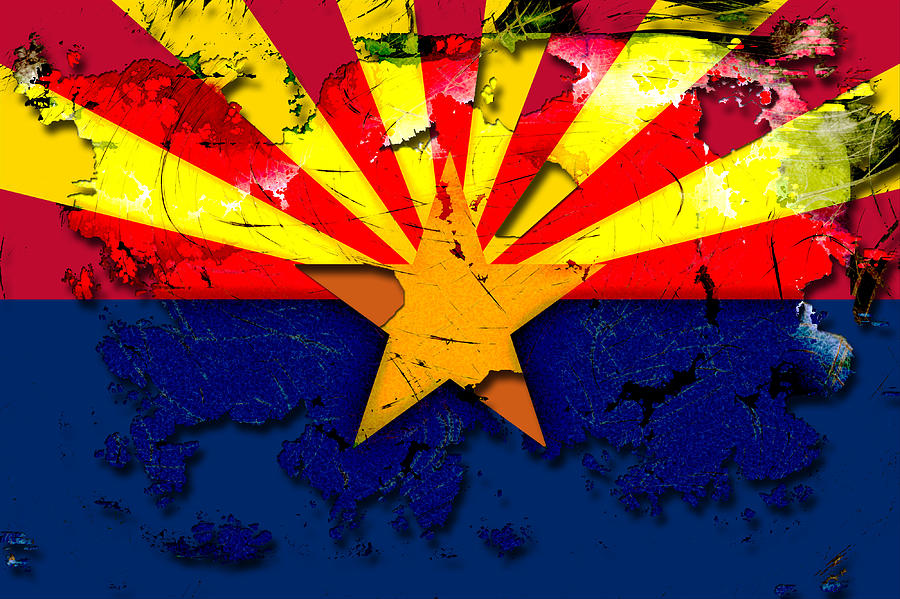 Arizona Grunge Style Flag Digital Art by David G Paul