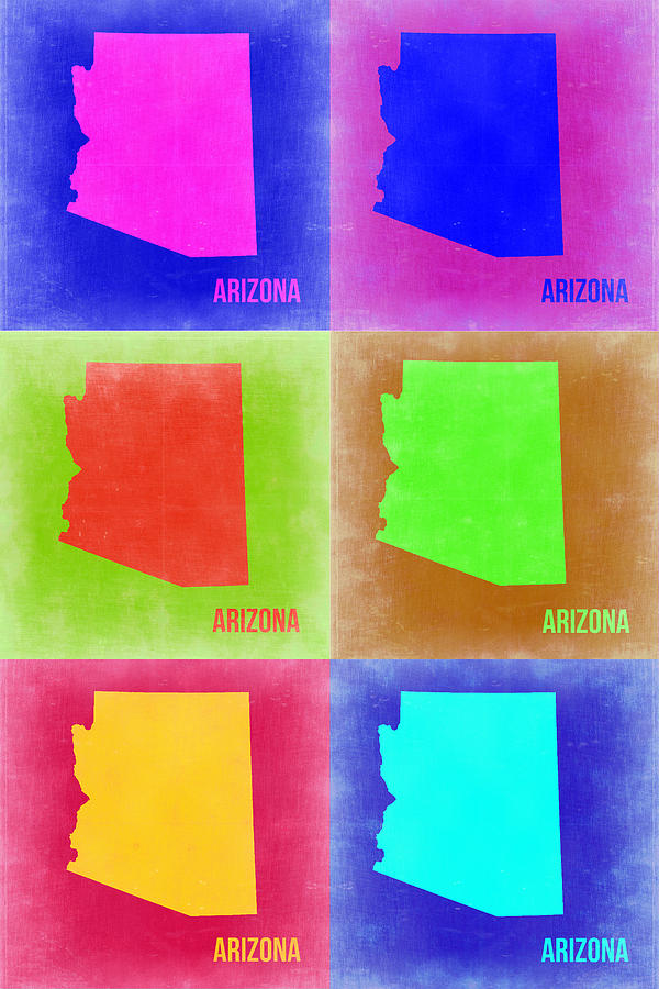 Arizona Map Painting - Arizona Pop Art Map 2 by Naxart Studio