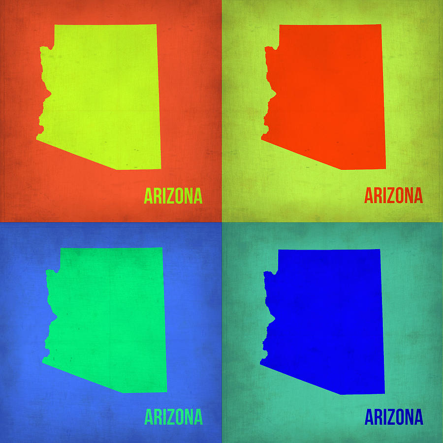 Arizona Map Painting - Arizona Pop Art Map 3 by Naxart Studio