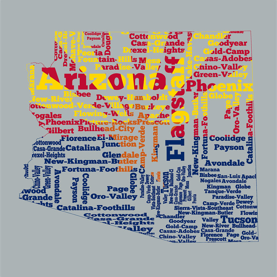 Arizona State Flag Word Cloud Digital Art by Brian Reaves