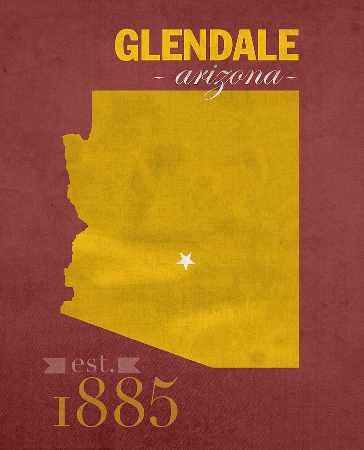 Arizona State University Mixed Media - Arizona State University Sun Devils Glendale College Town State Map Poster Series No 012 by Design Turnpike