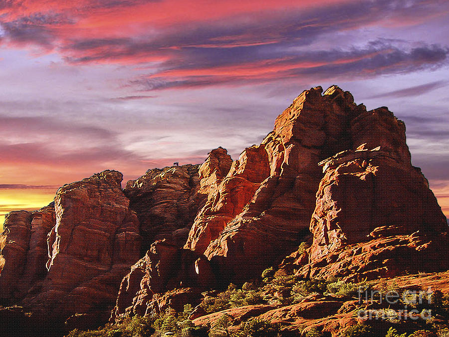 Sunset Photograph - Arizona Sunset Sedona Mountain by Bob and Nadine Johnston
