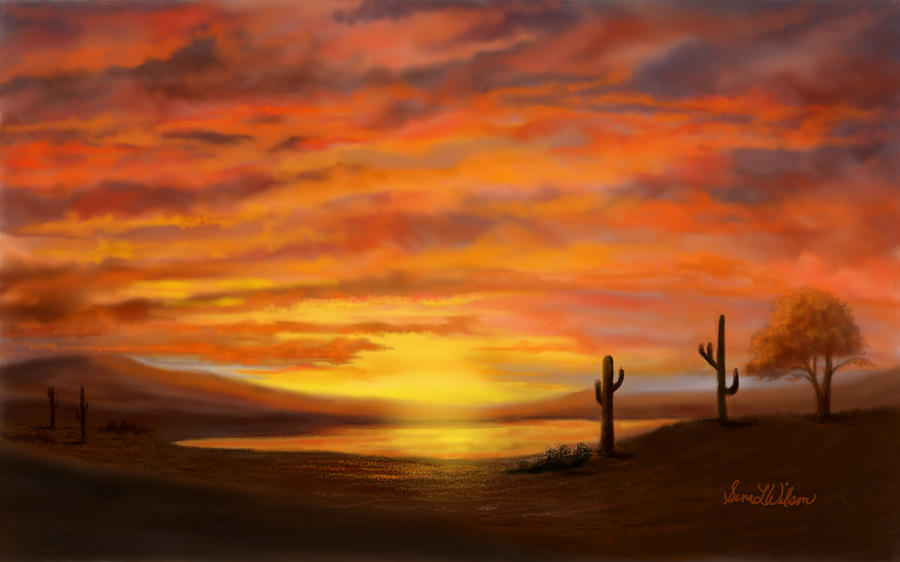 Arizona Sunset Painting by Sena Wilson