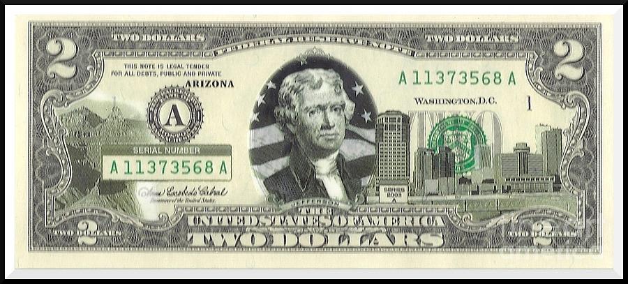 Arizona Two Dollar Bill Photograph by Charles Robinson
