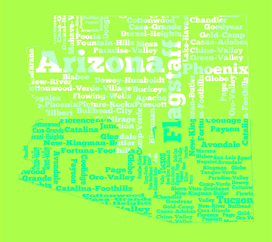 Arizona Word Cloud 4a Digital Art by Brian Reaves