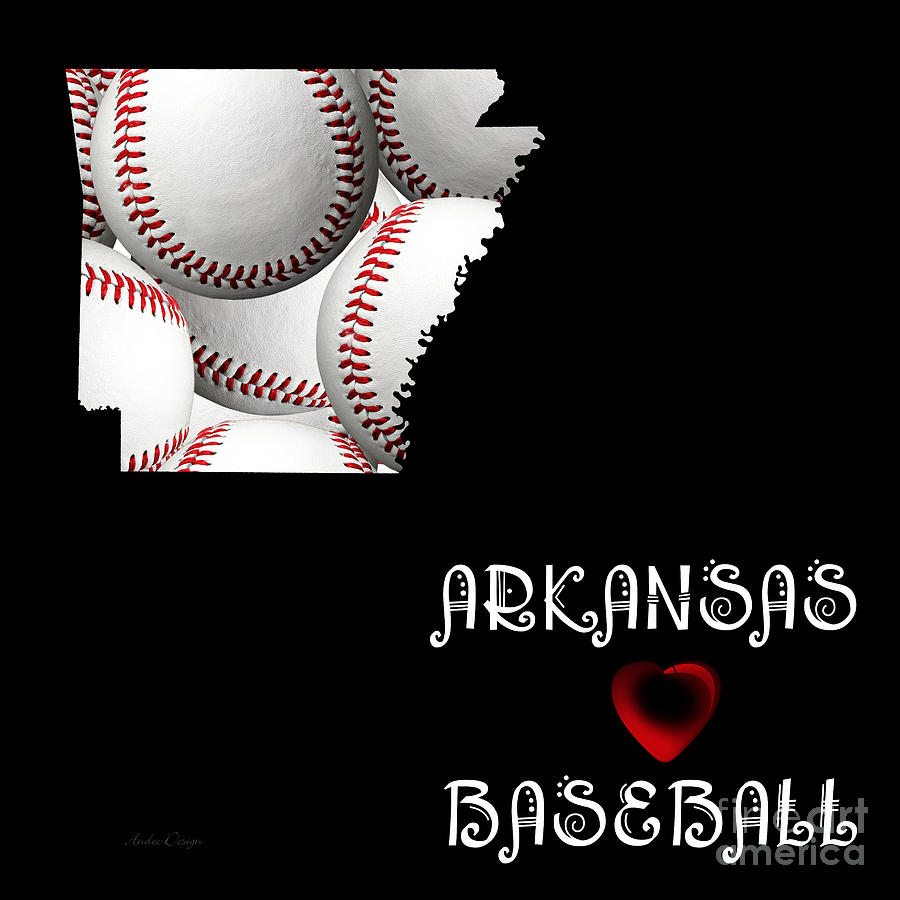 Arkansas Loves Baseball Digital Art by Andee Design