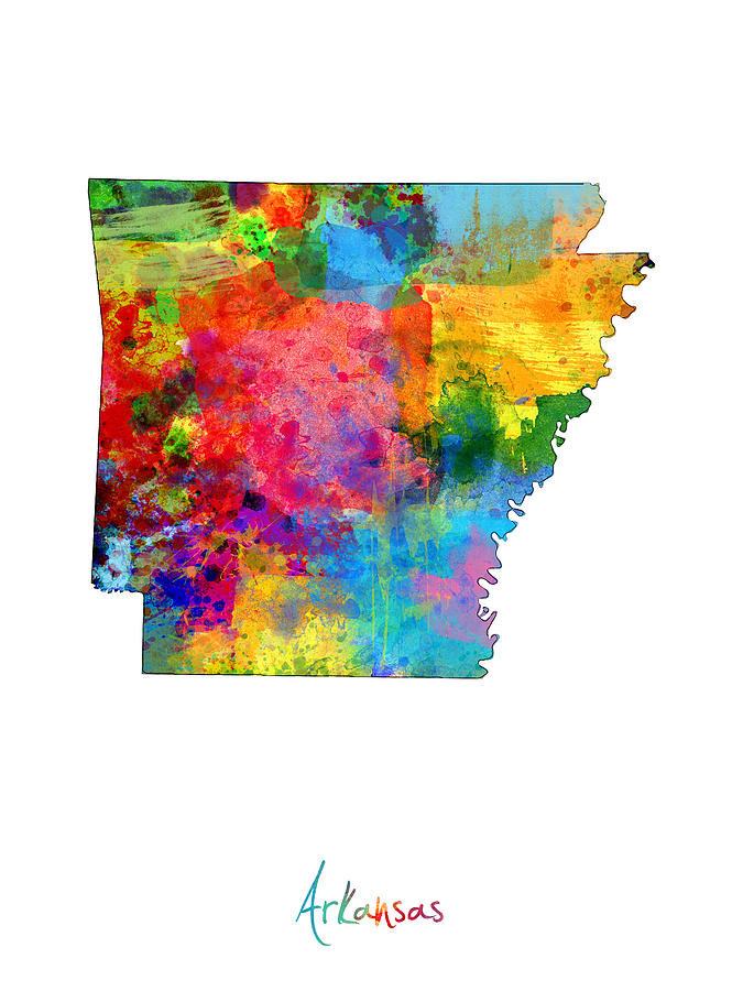 United States Map Digital Art - Arkansas Map by Michael Tompsett
