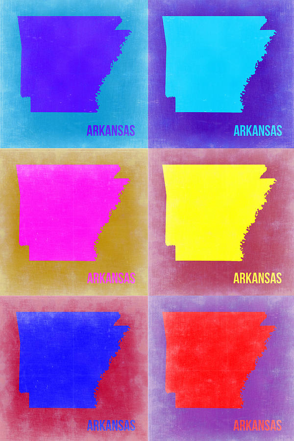 Arkansas Map Painting - Arkansas Pop Art Map 2 by Naxart Studio