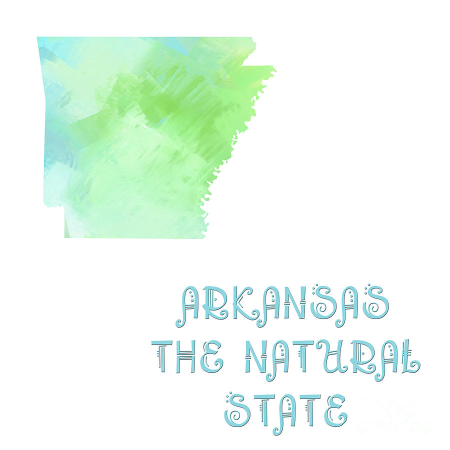 Arkansas - The Natural State - Map - State Phrase - Geology Digital Art by Andee Design