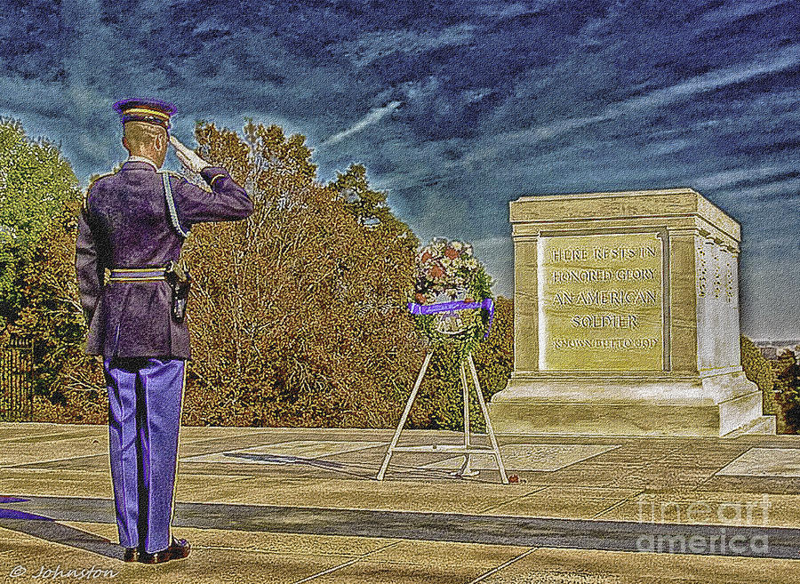 Unknown Soldier Digital Art - Arlington Cemetery Tomb of The Unknowns by Bob and Nadine Johnston