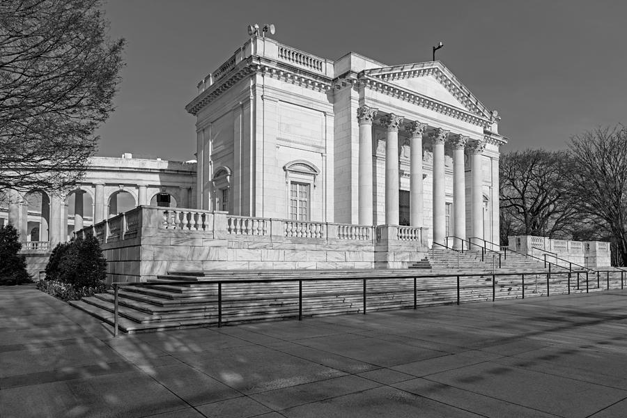 Washington D.c. Photograph - Arlington National Memorial Amphitheater BW by Susan Candelario