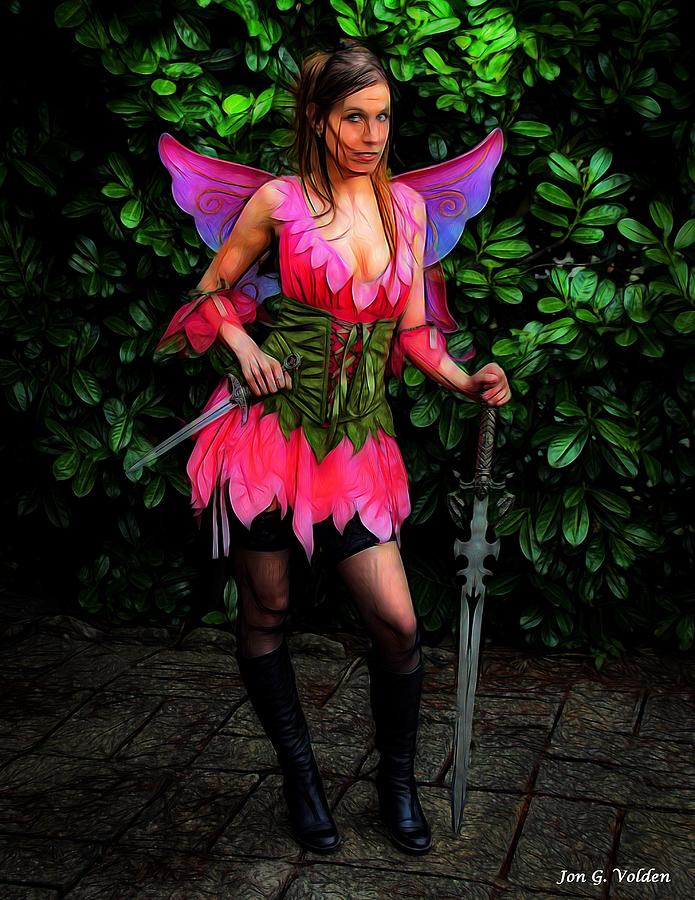 Armed And Ready Fairy Painting by Jon Volden