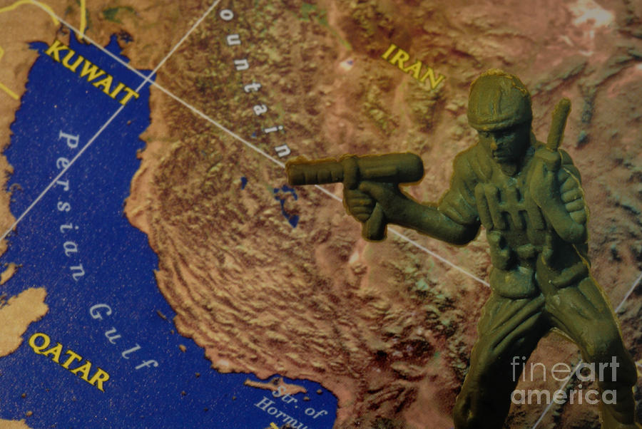 Map Photograph - Armed Toy Solider with Middle East Map by Amy Cicconi