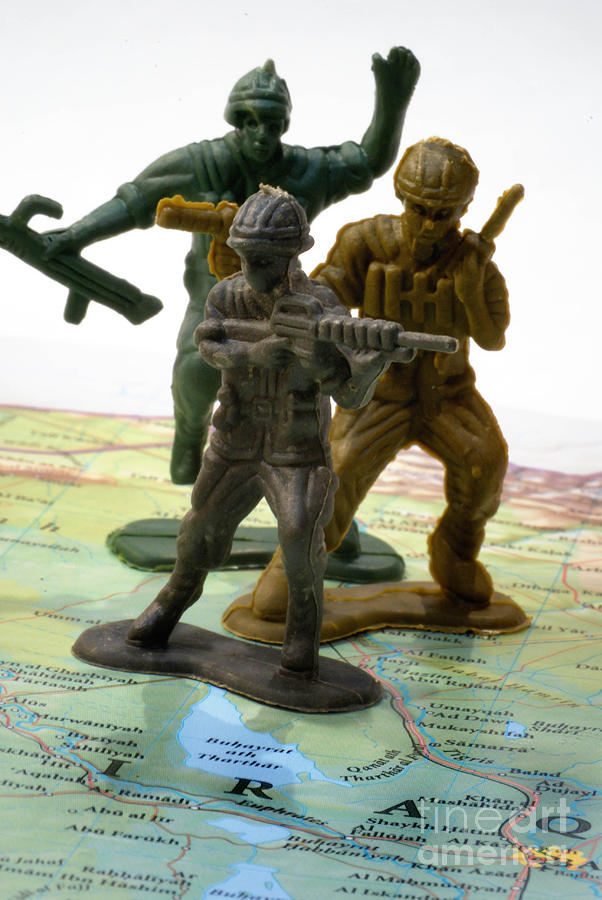 Map Photograph - Armed Toy Soliders on Iraq Map by Amy Cicconi