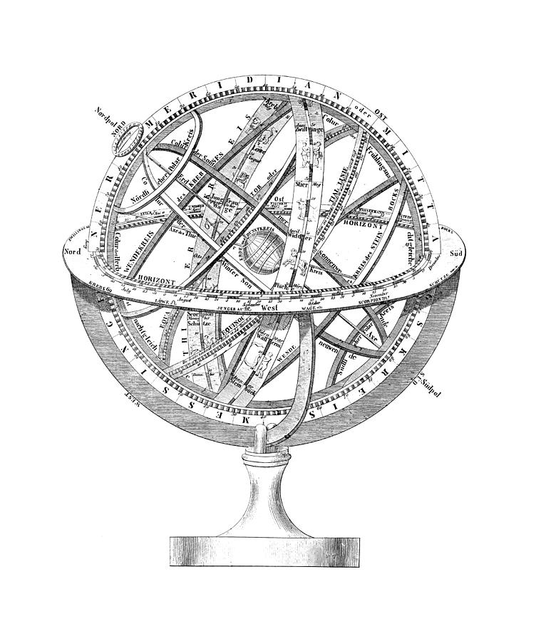 Armillary Sphere: A Scheme of Earth and the Stars Drawing by Nicoolay