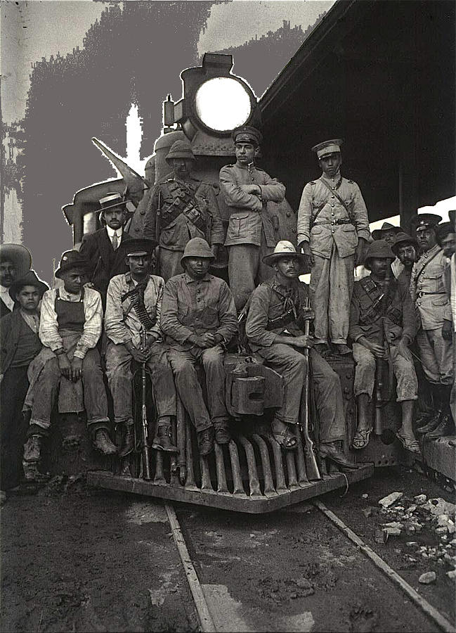 Army Obregonist revolutionaries on locomotive northern Sonora #1 c.1915-2013  Photograph by David Lee Guss