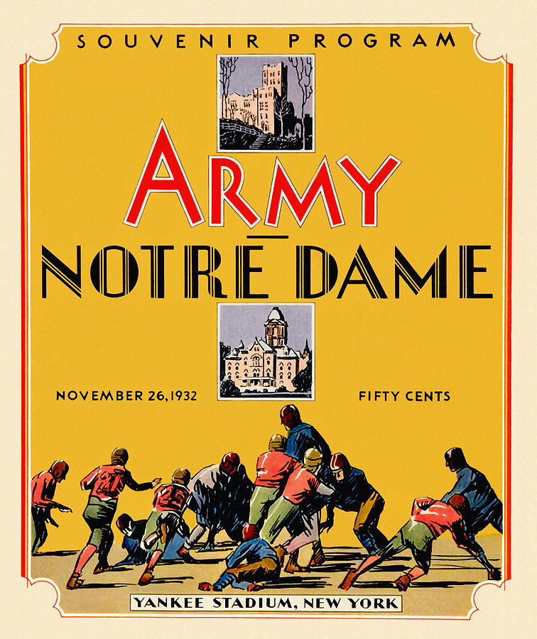 Notre Dame Painting - Army vs Notre Dame 1932 Football Program by Big 88 Artworks