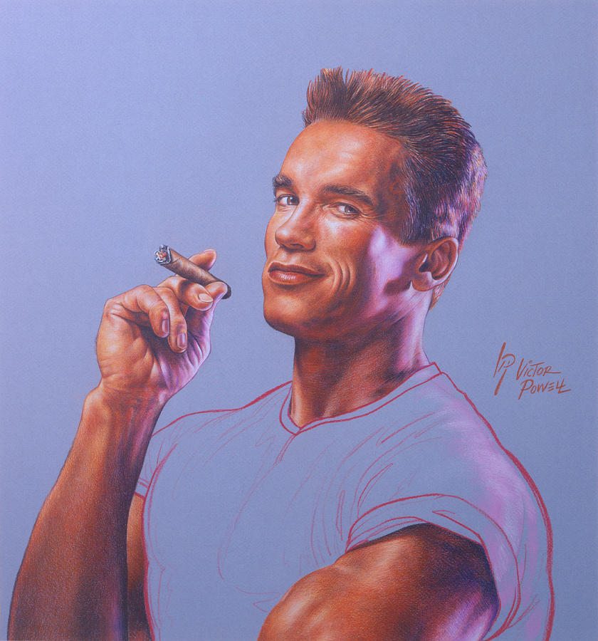 Arnold Schwarzenegger Portrait Drawing by Victor Powell