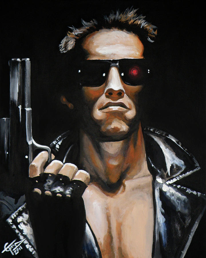 Arnold Schwarzenegger - Terminator Painting by Tom Carlton