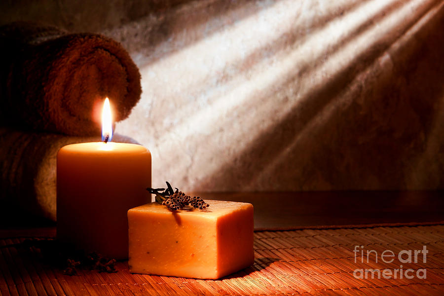Candle Photograph - Aromatherapy Bath Soap by Olivier Le Queinec