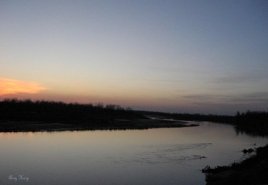 Around the bend at dusk on the Red River Photograph by Amy Hosp