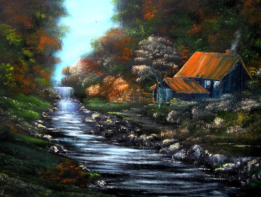Fall Painting - Around the bend at Fall. by Cynthia Adams