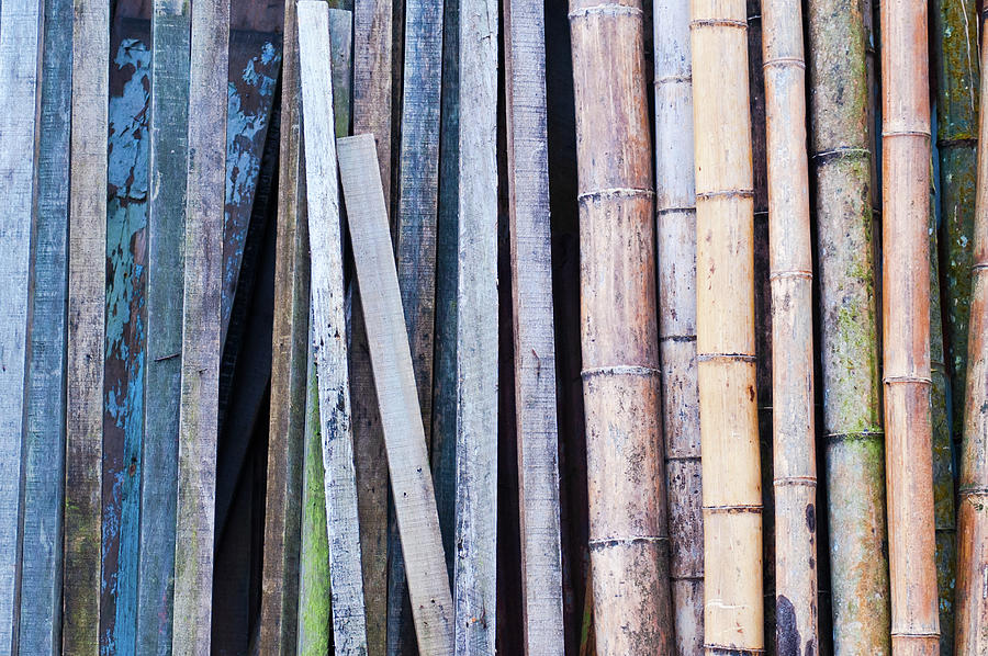 Arranged In A Row Of Wood And Bamboo Photograph by Clover No.7 Photography