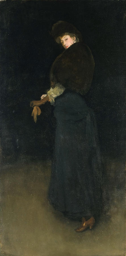 James Abbott Mcneill Whistler Painting - Arrangement in Black. The Lady in the Yellow Buskin by James Abbott McNeill Whistler