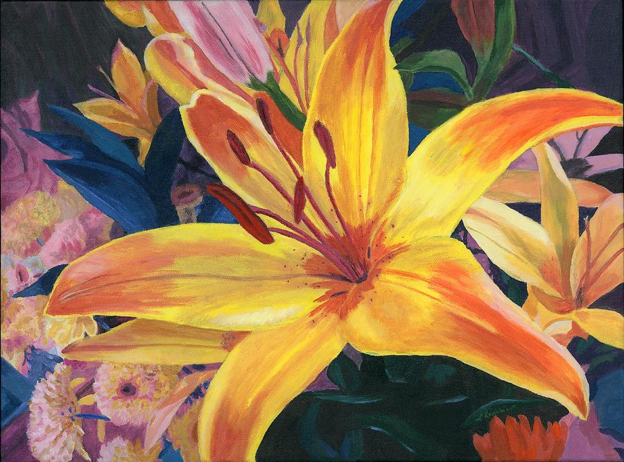 Arranging Lily Painting by Lynne Reichhart