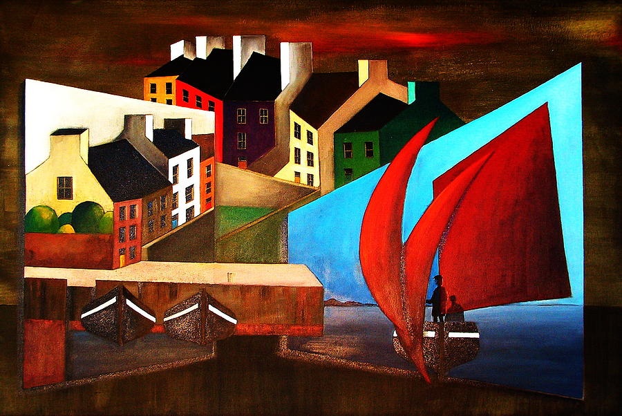Arrival in Roundstone Galway Mixed Media by Val Byrne