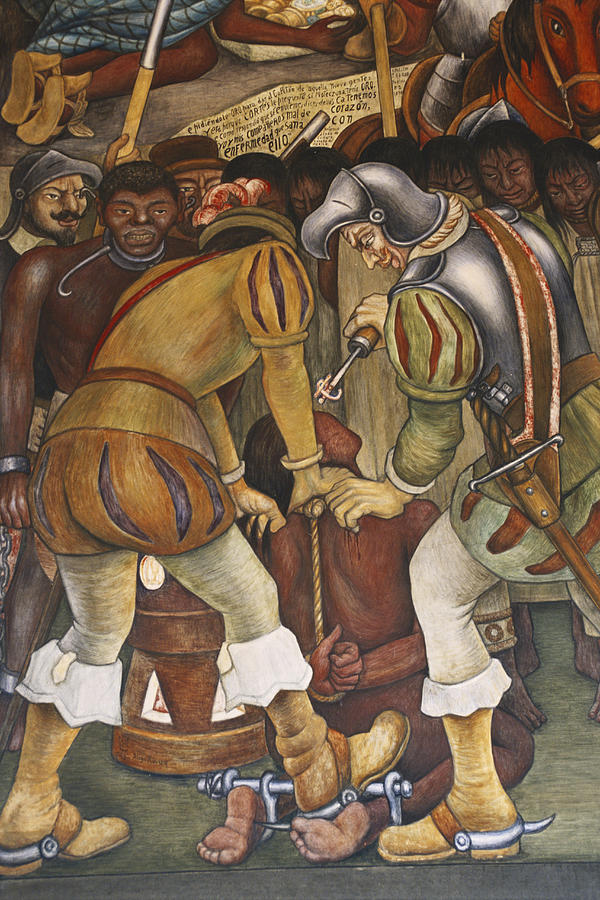 Arrival Of Cortes By Diego Rivera Painting by C.r. Sharp