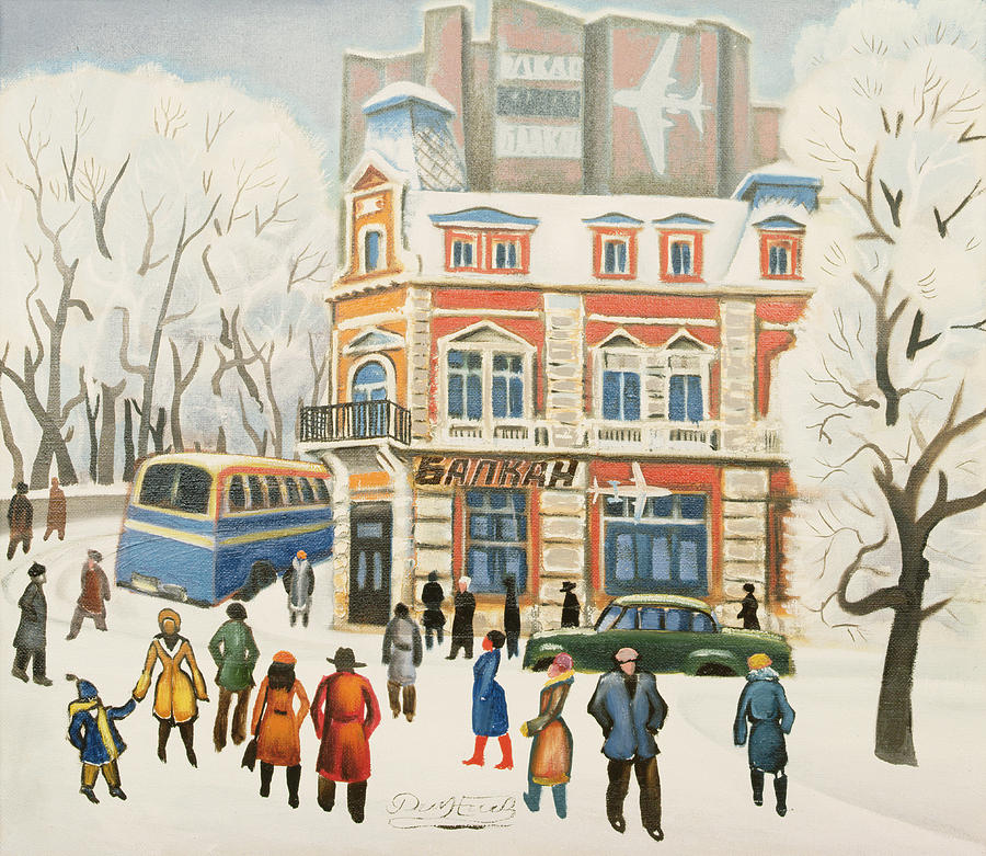 Winter Photograph - Arrivals, 1972 Oil On Canvas by Radi Nedelchev