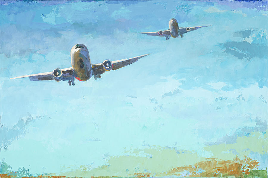 Airplane Painting - Arrivals #3 by David Palmer