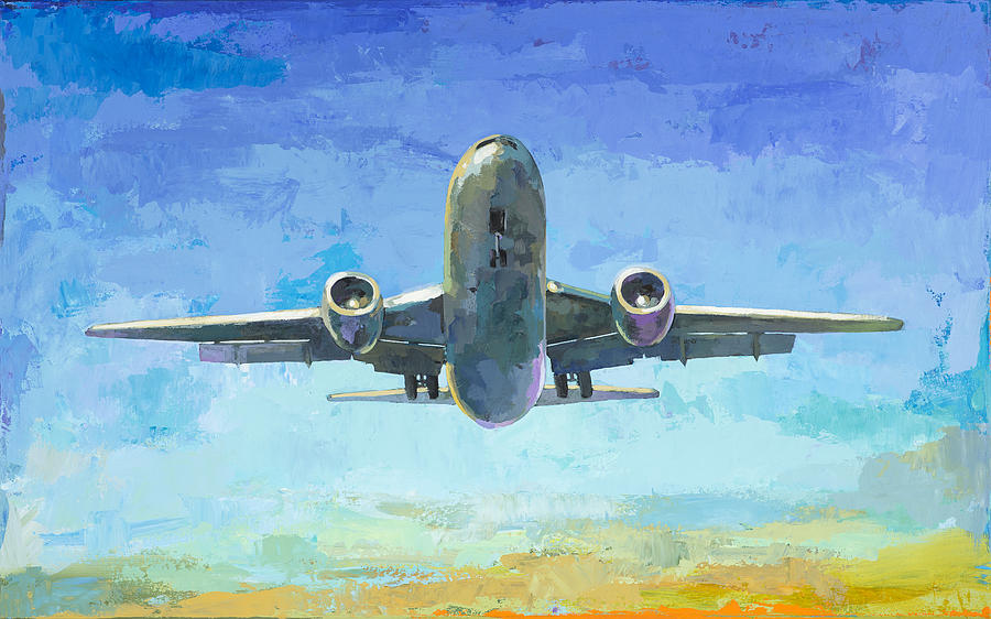 Airplane Painting - Arrivals #5 by David Palmer