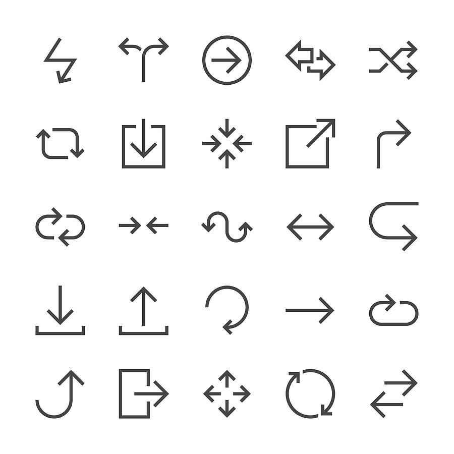 Arrows Icons - MediumX Line Drawing by TongSur